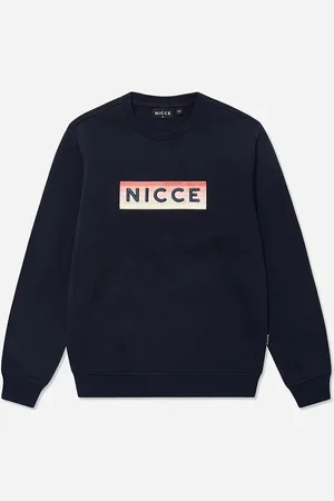 Nicce London Long Sleeve Crew Neck Pullover Blue Mens Sweaters 204 1 03 02 0003 Cotton - Size X-Small