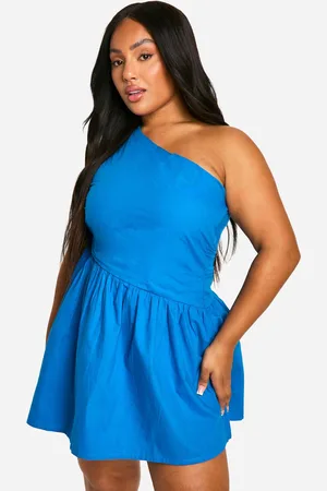 Boohoo Womens Plus One Shoulder Cut Out Skater Dress - Cotton - Size 16 UK