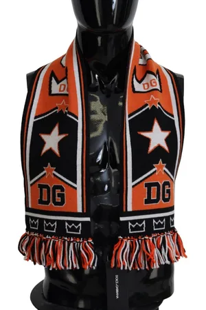 Dolce & Gabbana Mens Logo Printed Neck Wrap Shawl Scarf - Wool - One Size