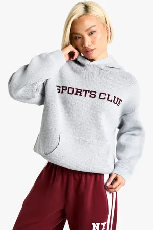 Boohoo Womens Sports Club Oversized Knitted Hoody - - Size Medium