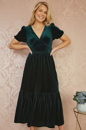 Yumi Womens Velvet Midi Dress - Size 20 UK