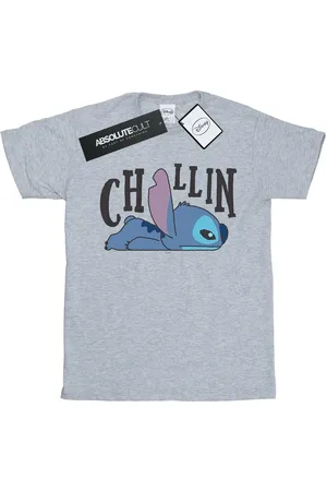 Disney Womens/Ladies Lilo And Stitch Chillin Cotton Boyfriend T-Shirt (Sports Grey) - - Size Small