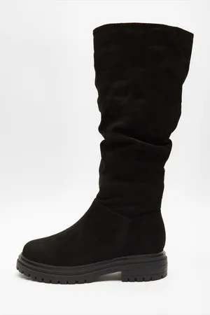 Quiz Womens Wide Fit Knee High Faux Suede Boots - Size UK 5