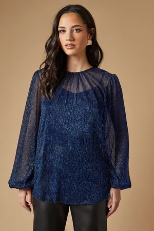 Oasis Womens Occasion Plisse Balloon Sleeve Top - - Size 6 UK