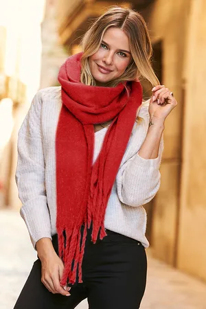 Sosandar Womens Super Soft Scarf With Tassels - One Size