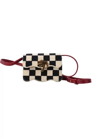 Palm Angels Womens Accessories Micro Damier Beach Bag in Gold Leather - One Size