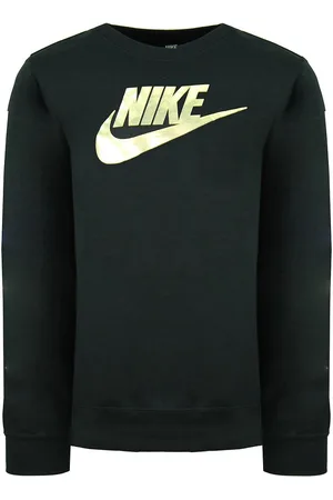 Nike Childrens Unisex Graphic Logo Long Sleeve French Terry Crew Kids Sweaters CU8518 010 cotton - Size X-Large