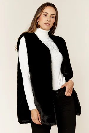 Gini London Womens No Cut Faux Fur Sleeveless Gilet - - Size Medium/Large