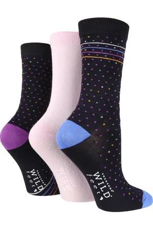 Wild Feet Womens Wild Feet - 3 Pack Ladies Breathable Patterned Bamboo Socks - H&T - - Size UK 4-6.5