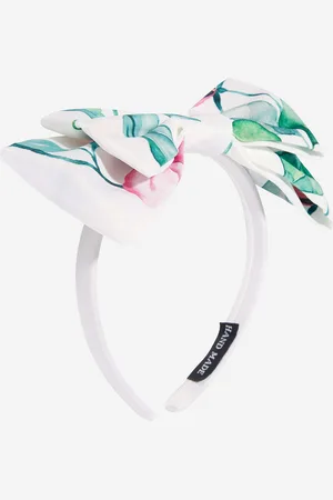 Mama Luma Girls Abstract Leaf Headband in White - - One Size