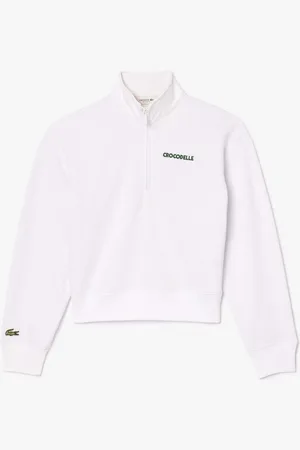 Lacoste Womens Relaxed-Fit Zip-Up Print Sweatshirt in Cotton - Size 10 UK