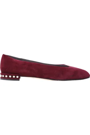 Stuart Weitzman Pre-owned Womens Pear-Embellished Flats in Suede - Size UK 7.5