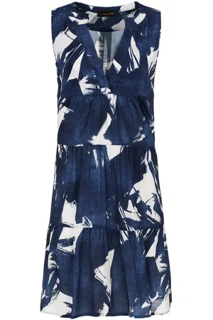 Conquista Womens Sleeveless and White A Line Dress - Size Medium