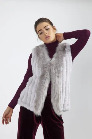 Jayley Womens Cashmere Blend Faux Fur Gilet - - One Size