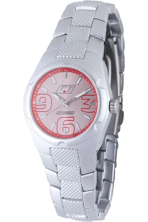 Chronotech Womens Red Dial Stainless Steel Watch - - One Size