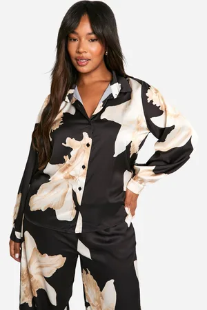 Boohoo Womens Large Scale Floral Relaxed Fit Shirt - - Size 22 UK
