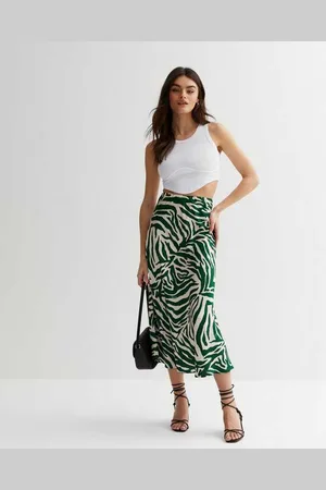 Gini London Womens Animal Print Satin Bias Cut Midi Skirt - - Size 16 UK