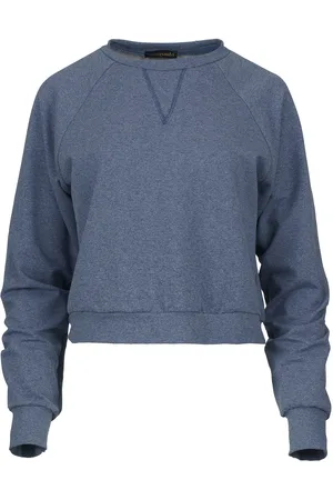 Conquista Womens Crop Indigo Melange Sweatshirt - Cotton/PI - Size Large