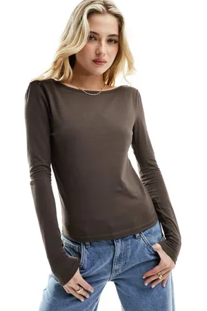 ASOS Womens scoop back long sleeve top in - Size X-Small