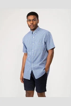 GANT Mens Regular Fit Short Sleeve Poplin Gingham Shirt - - Size Medium