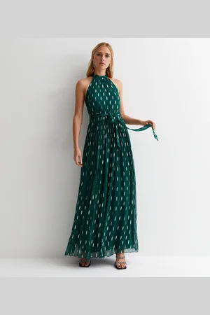 Gini London Womens Jacquard Halter Neck Maxi Dress - - Size 8 UK