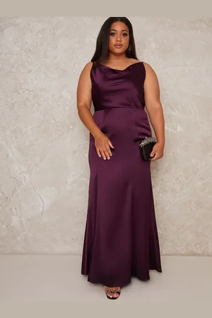 Chi Chi London Womens Plus Size Cowl Neck Satin Slip Maxi Dress in - Size 20 UK