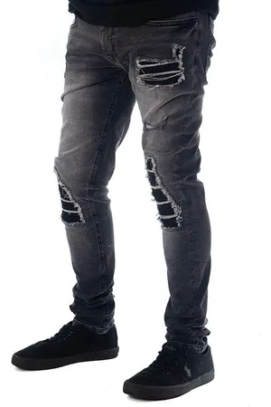 Soul Star Mens Skinny Fit Ripped Jeans - - Size 30W/32L