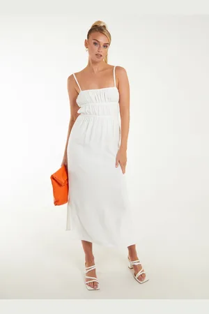 Pink Vanilla Womens Linen Open Back Midi Dress - - Size 6 UK