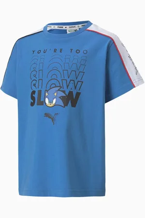 PUMA Kids Unisex x Sega Blue T-Shirt - - Size 1-2Y