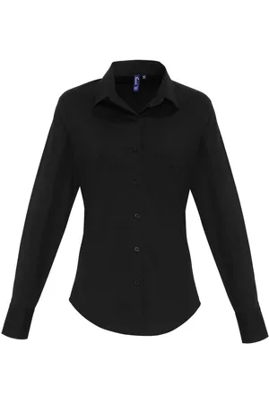 Premier Womens/Ladies Poplin Stretch Long-Sleeved Shirt - Size 12 UK