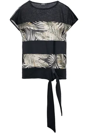 Conquista Womens Leaf Print Top with Ties Cotton - Size EU 40 (Womens)