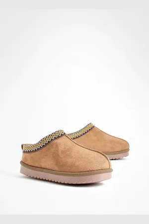 Boohoo Womens Embroidered Slip On Cosy Mules - - Size UK 3