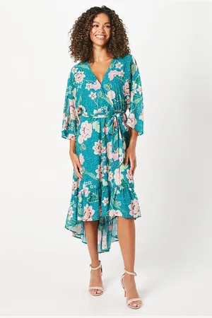 wallis Womens Occasion Drop Hem Belted Midaxi Dress - - Size 18 UK