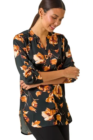 Roman Womens Floral Print Satin Button Blouse - - Size 10 UK