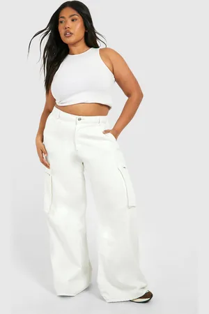 Boohoo Womens Plus Cargo Jean Cotton - Size 18 UK