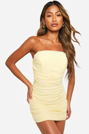 Boohoo Womens Mesh Bandeau Ruched Mini Dress - - Size 18 UK