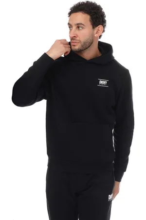 DKNY Mens Printed Logo Blackwater Hoodie in Cotton - Size Large