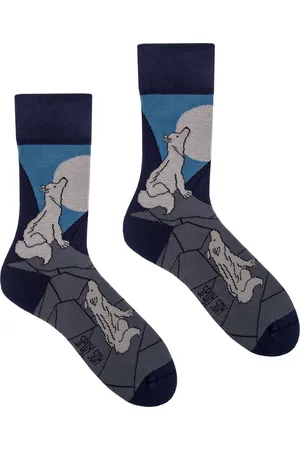 Spox Sox Unisex - Mens & Ladies Mismatched Novelty Odd Socks - Wolves - Cotton - Size UK 4-6.5