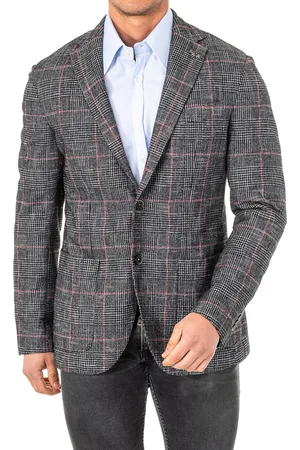 La Martina Mens Checkered long-sleeved blazer with lapel collar KMJA06 man - - Size EU 48