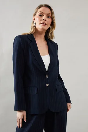 wallis Womens Stripe Single Breasted Blazer - - Size 14 UK
