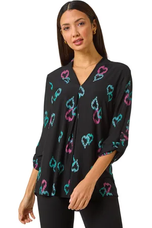 Roman Womens Heart Print Longline Blouse - - Size 10 UK