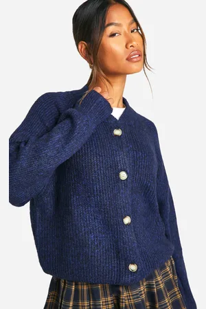 Boohoo Womens Soft Rib Knit Bomber Cardigan - - Size Small