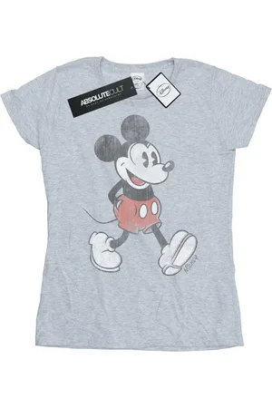 Disney Womens/Ladies Walking Mickey Mouse Cotton T-Shirt (Sports Grey) - - Size Medium