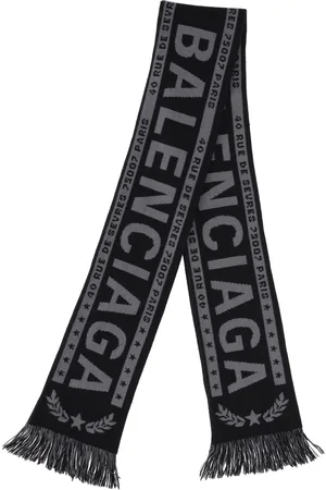 Balenciaga Pre-owned Womens Logo Fringed Scarf in Grey and Wool - One Size
