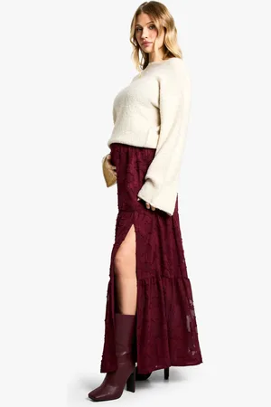 Boohoo Womens Maternity Burn Out Split Hem Floaty Maxi Skirt - - Size 14 UK