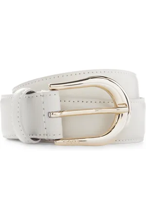 HUGO BOSS Womens Accessories Logo Engraved Buckle Leather Belt in - Size 30 inch