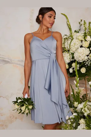 Chi Chi London Womens Satin Cami Strap Wrap Midi Dress in - Size 12 UK