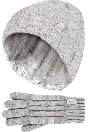 Heat Holders Boys - Girls Cable Knitted Pompom Winter Hat and Gloves Set - - Size 7-10Y