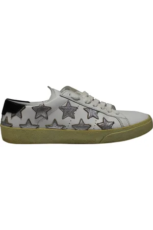 Saint Laurent Pre-owned Womens Paris SL/06 Metallic Stars Low Sneakers in Leather Leather (archived) - Size UK 2