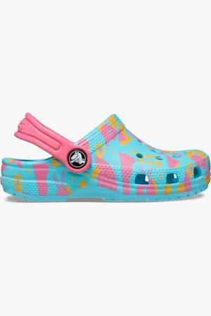 Crocs Kids Unisex 209039-6WA CLASSIC ISLAND ESCAPE Clogs Hyper Pink/Multi - - Size UK 7